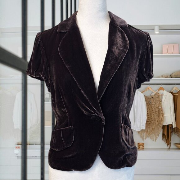 BCBGMaxAzria Jackets & Blazers - BCBGMAXAZRIA Dark Purple Velvet Jacket | Size Small